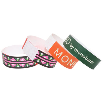 Tyvek Material Paper Event Wristbands con logo stampato resistente alle lacrime