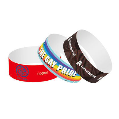 Braccialetti di carta impermeabile per eventi con materiale Tyvek Bianco Rosso Blu Stampabile