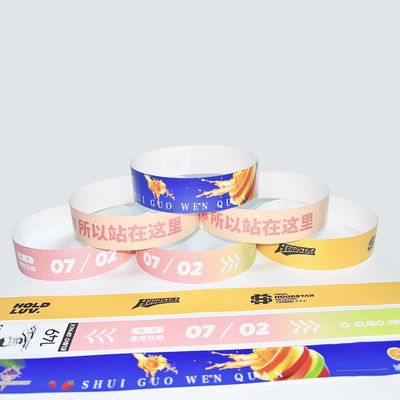 Braccialetti di Neon Tyvek semplici, braccialetti di carta a numero impermeabile per eventi