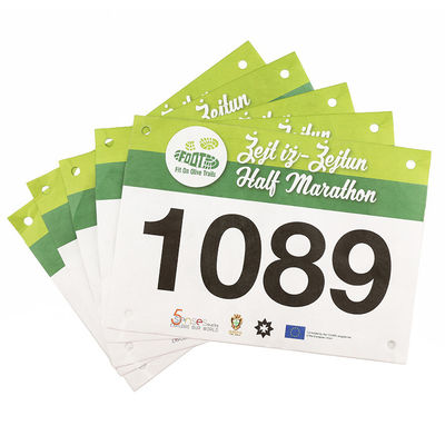 Numeri di bib di gara Tyvek personalizzati Stampa a schermo rettangolare per maratona