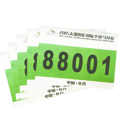 Competizione Tyvek Running Bibs, Pinning Race Bib resistente alle lacrime 0,5 mm