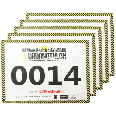 Neon Tyvek Race Bib Numeri Per Eventi Sportivi Stampato a prova di lacrime