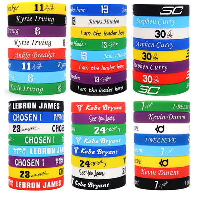Braccialetti in silicone stampati su misura Giochi di basket Promozione di palla stellare Multi colore Night Glow Luminous Silicone Band