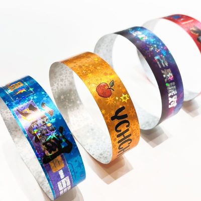 Evento Brillante Glitter Braccialetto promozionale impermeabile Laser Star Braccialetto di carta Eventi per adulti e bambini Braccialetto di ammissione