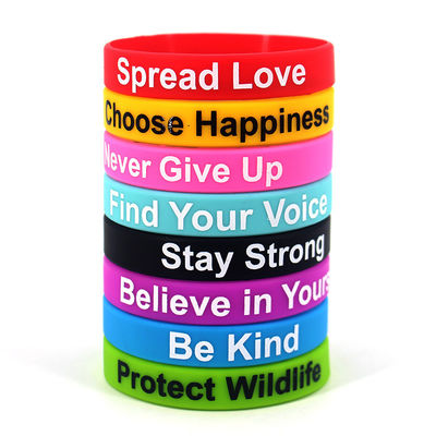 Braccialetti di silicone slogan di match personalizzato parola d'ordine fasce stampate per la promozione del festival souvenir