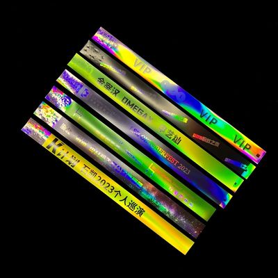 Fabrica Custom Laser Glitter Wristband Evento Concerto Festival Neon Rainbow Laser Brillante Laser Wristband di carta promozionale