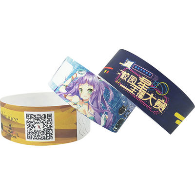 Braccialetti impermeabili resistenti alle lacrime Scansione codice a barre Eventi Tyvek Varietà di colori Braccialetto di carta Evento