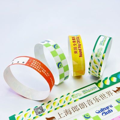 Fabrica Custom Tyvek Dupont Braccialetto di carta Attività Codice a barre Eventi Eventi di carta Ammissione Braccialetto Braccialetti
