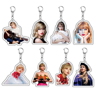 Factory Custom Holographic Acrylic Keychain Star Singer Taylor Swift Picture Key Ring Stampato Acrylic Keychain