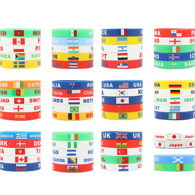 Giornata Nazionale Custom Braccialetto in silicone Calcio Coppa del Mondo Bandiera Nazionale gomma Regno Unito USA Bandiera del Paese Braccialetto