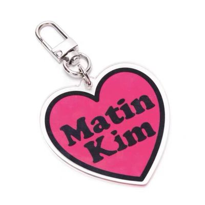 Factory Custom Euramerican Heart Acrylic Keychain Picture Key Ring Couple Lover Heart Text Words Keychain stampato