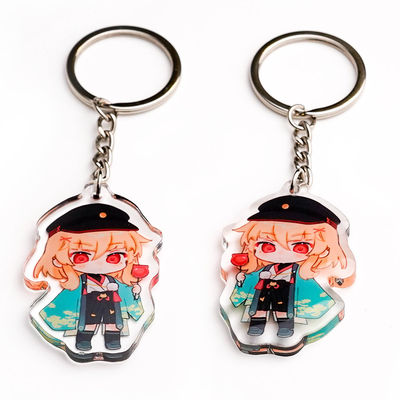 Produttore Pattern Printed Acrylic Keychain Caricature Cartoon Character Cute Durable Metal Ring Charm Acrylic Keychain