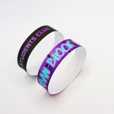 Logo personalizzato Tyvek Braccialetti di carta impermeabile Braccialetto di stampa a colori con chiusura rapida