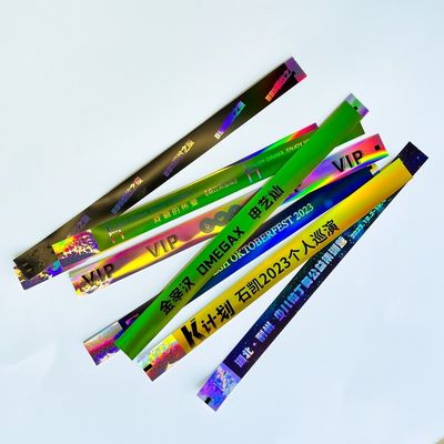 Disposable Neon Laser Rainbow Glitter Party Braccialetti personalizzati per evento Concerto Festival Musicale