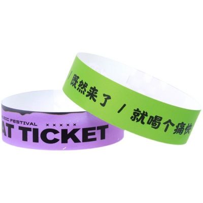 Braccialetti regolabili con numero sequenziale di carta VIP a misura di personalità, braccialetti impermeabili di carta Tyvek, braccialetti per eventi di festival