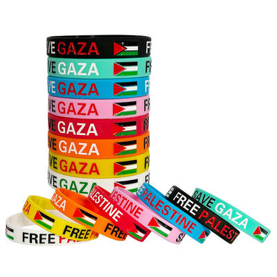 Braccialetti in silicone con bandiera personalizzata per il souvenir della Palestina libera Salvare Gaza Logo stampato