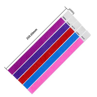 Stampa a colori regolabili Tyvek Wristbands di carta per una migliore sicurezza degli eventi Numerazione sequenziale Codice a barre incluso