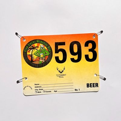 Tyvek Bib per adulti in maratona con disegno impermeabile personalizzato in bianco rosso blu