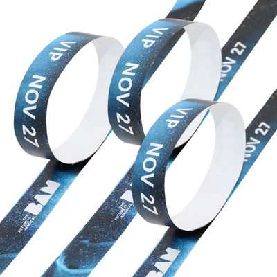 2025 Logo personalizzato Stampa braccialetti di carta ID e codice personalizzato Braccialetto Tyvek Braccialetto di carta per eventi