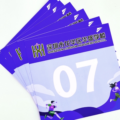 0.5 mm Spessore Razza Bib Numeri Metodo di stampa a schermo e in Bianco Rosso Blu o Colori personalizzati